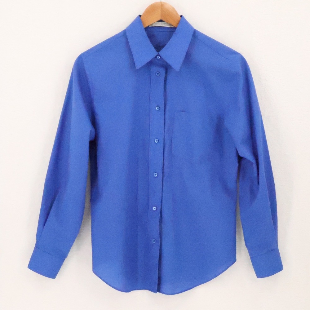 Foxcroft Wrinkle Free Button Shirt Womens Size 10P Long Sleeve Office Travel